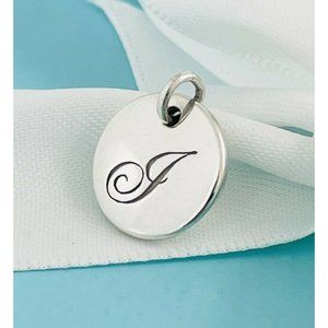 Tiffany Silver Letter J Alphabet Initial Round Circle Notes Charm Pe…